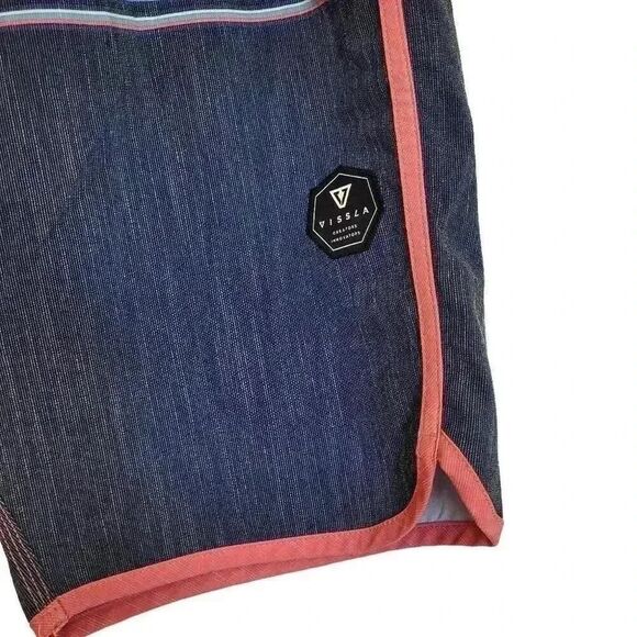 Vissla Dredges Men's Navy & Salmon Poly/Cotton/Spandex Board Shorts NEW - Picture 5 of 14